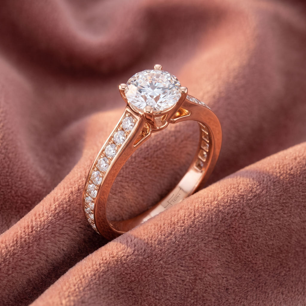 18K Round Solitaire Diamond Ring — AI cloth, in-house