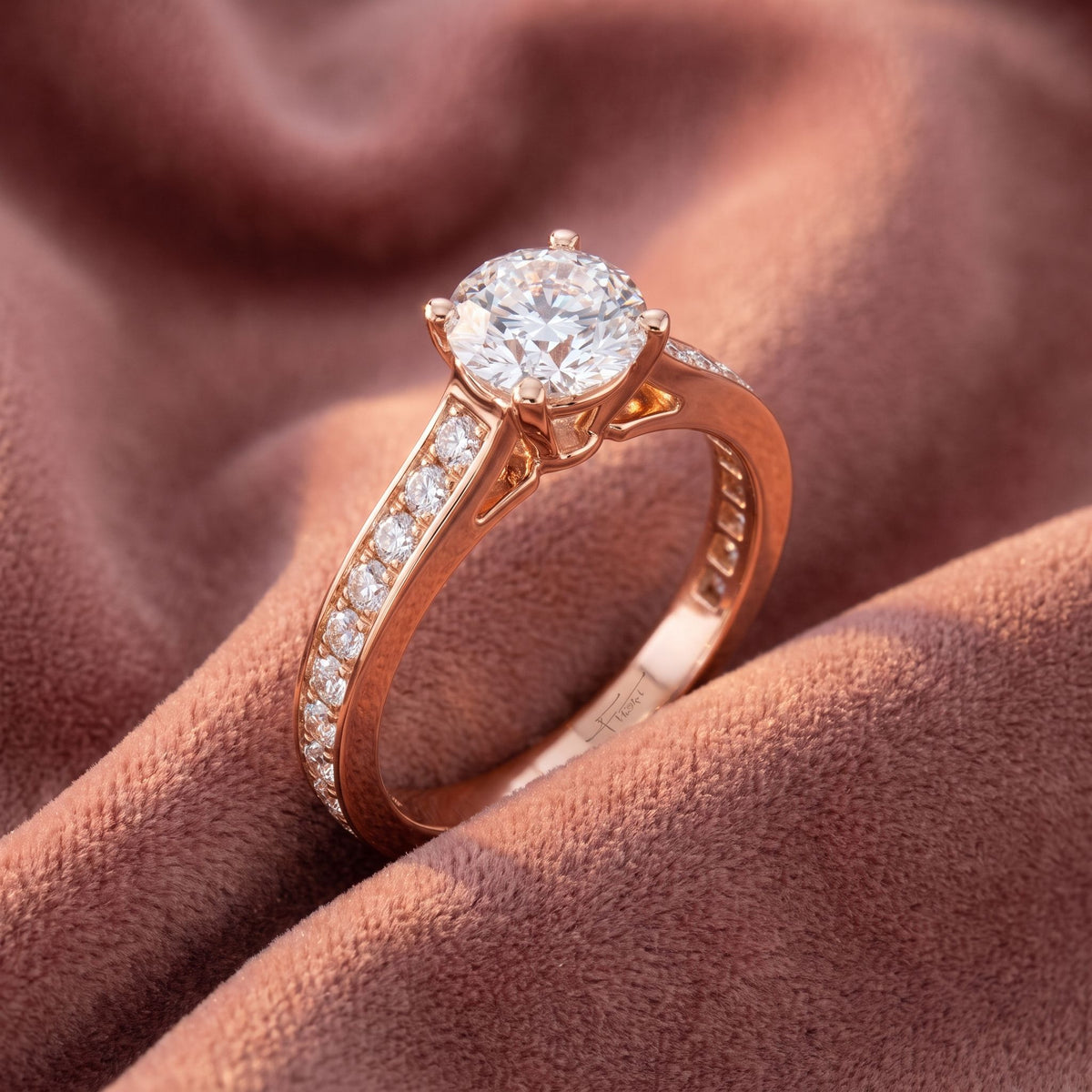 18K Round Solitaire Diamond Ring — AI cloth, in-house