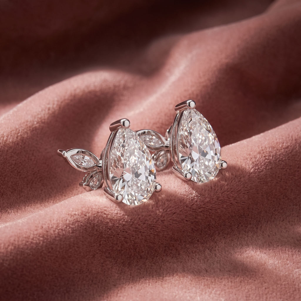 18K Pear Butterfly Diamond Earrings — AI cloth, in-house
