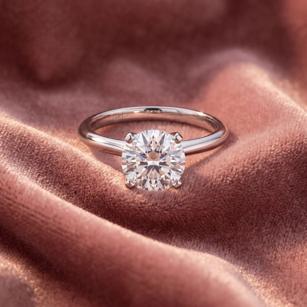 18K Round Diamond Solitaire Engagement Ring — AI cloth, in-house