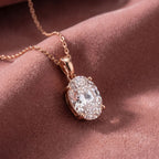18K Solitaire Oval Diamond Pendant — AI cloth, in-house
