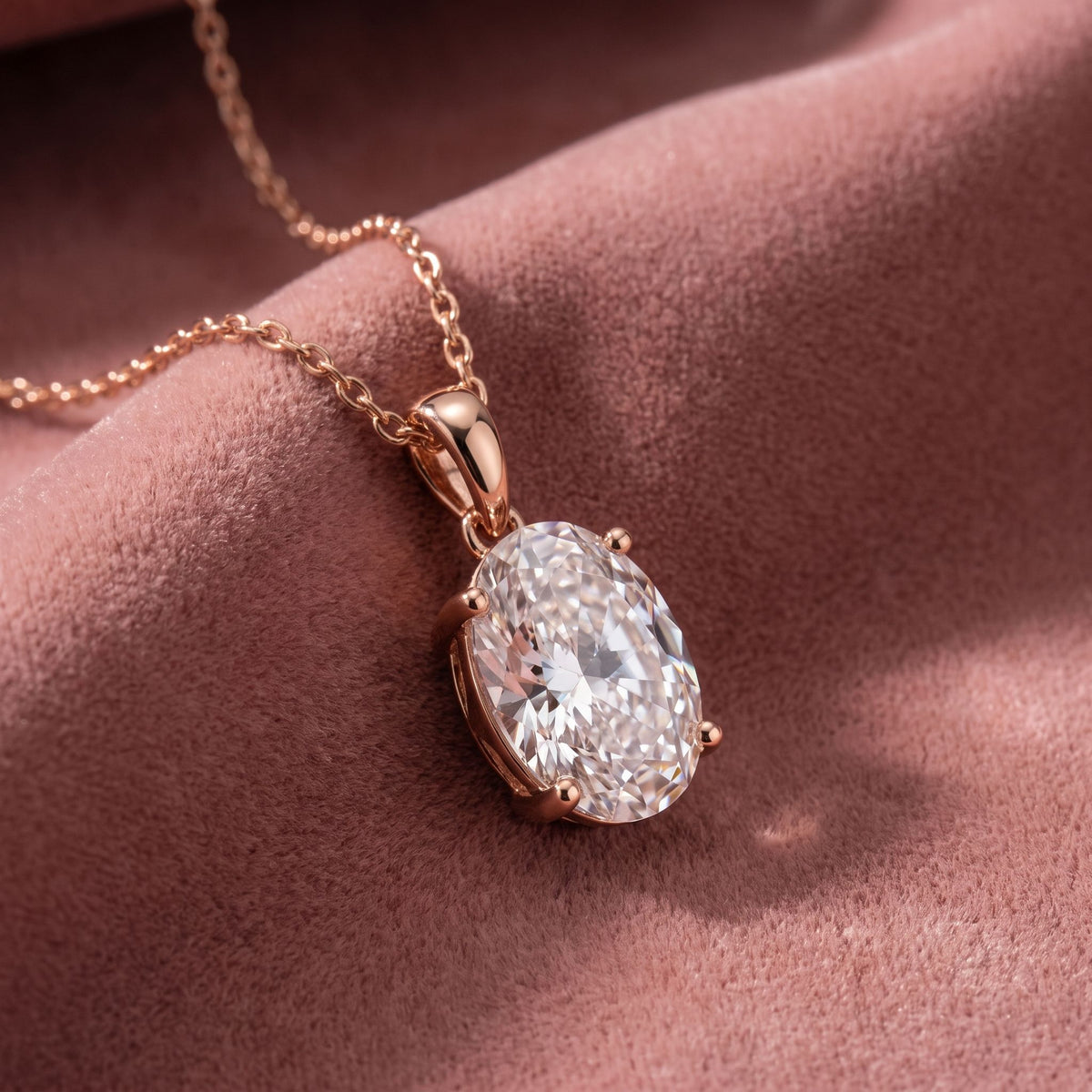 18K Solitaire Oval Diamond Pendant — AI cloth, in-house