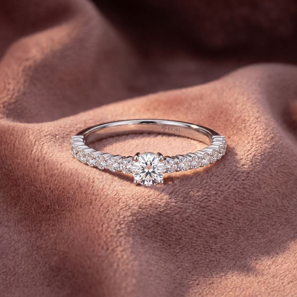 18K Shoulder Set Diamond Promise Ring — AI cloth, in-house