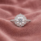 18K Halo Round Diamond Ring — AI cloth, in-house
