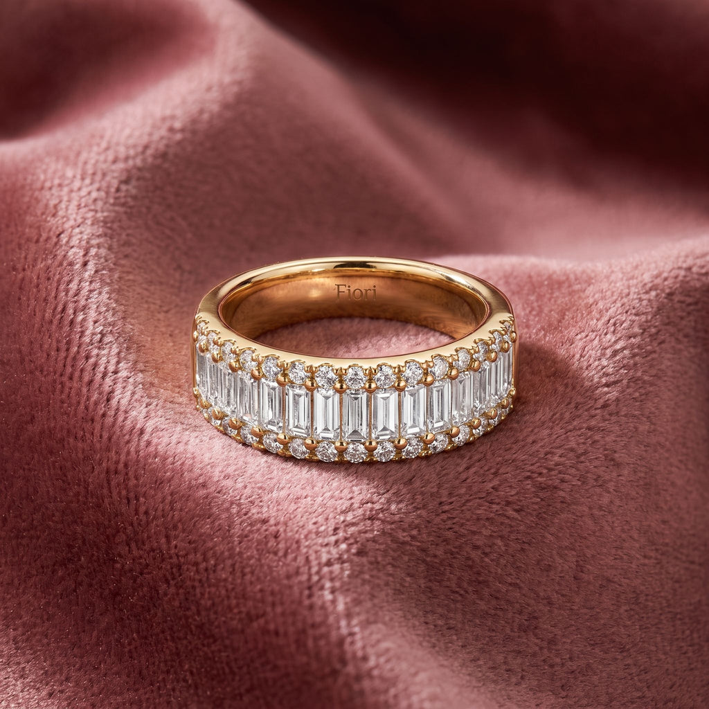 18K Eternity Baguette Diamond Ring — AI cloth, in-house