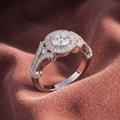 18K Bespoke Halo Round Diamond Ring — AI cloth, in-house