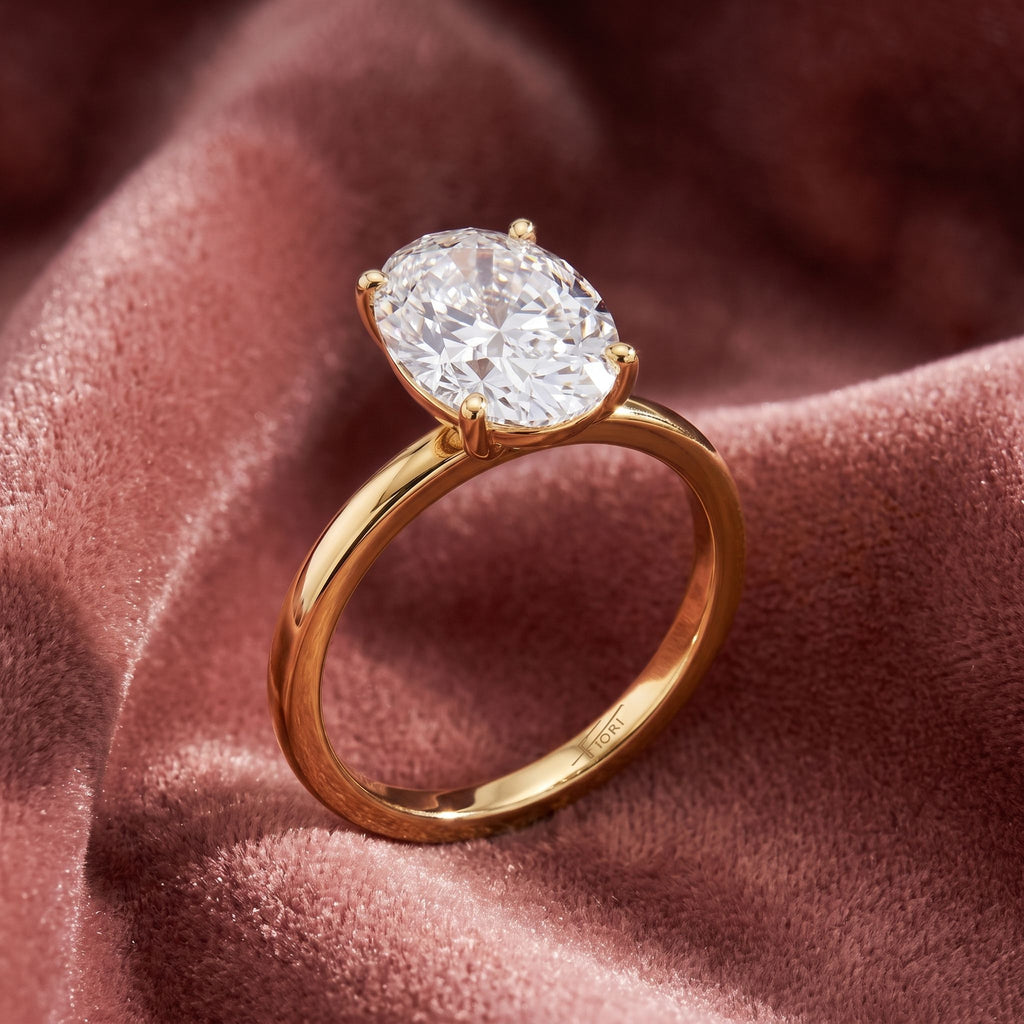 18K Solitaire Oval Diamond Engagement Ring — AI cloth, in-house