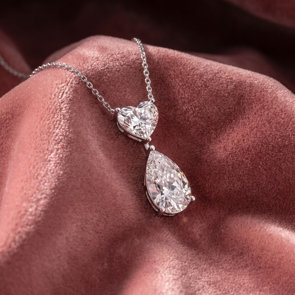 18K Heart Pear Diamond Pendant — AI cloth, in-house