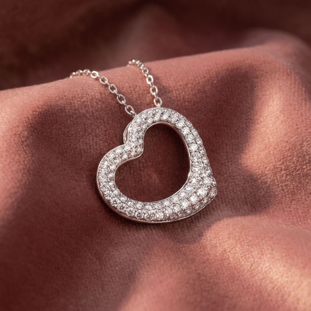 18K Heart Round Diamond Pendant — AI cloth, in-house