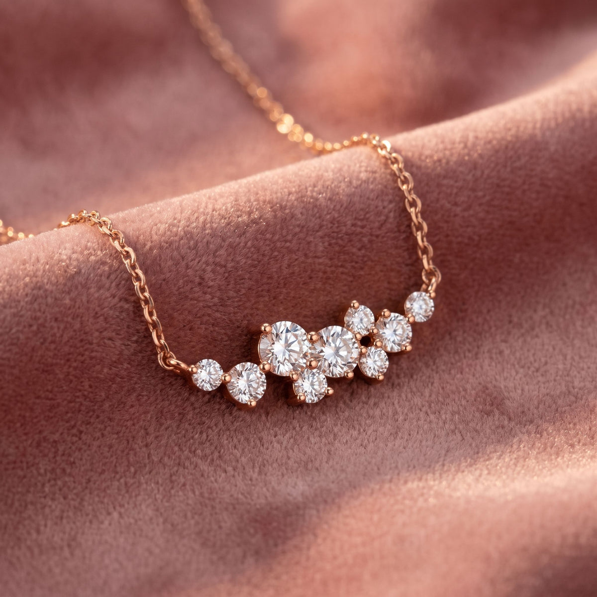 18K Geometric Cluster Round Diamond Pendant — AI cloth, in-house