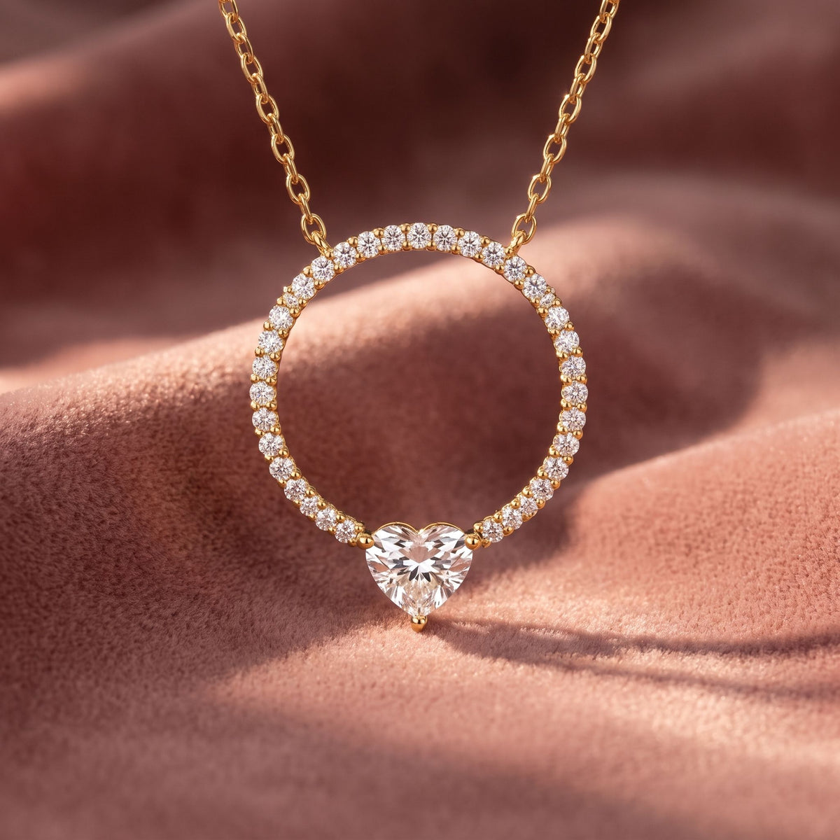 18K Heart Diamond Pendant — AI cloth, in-house