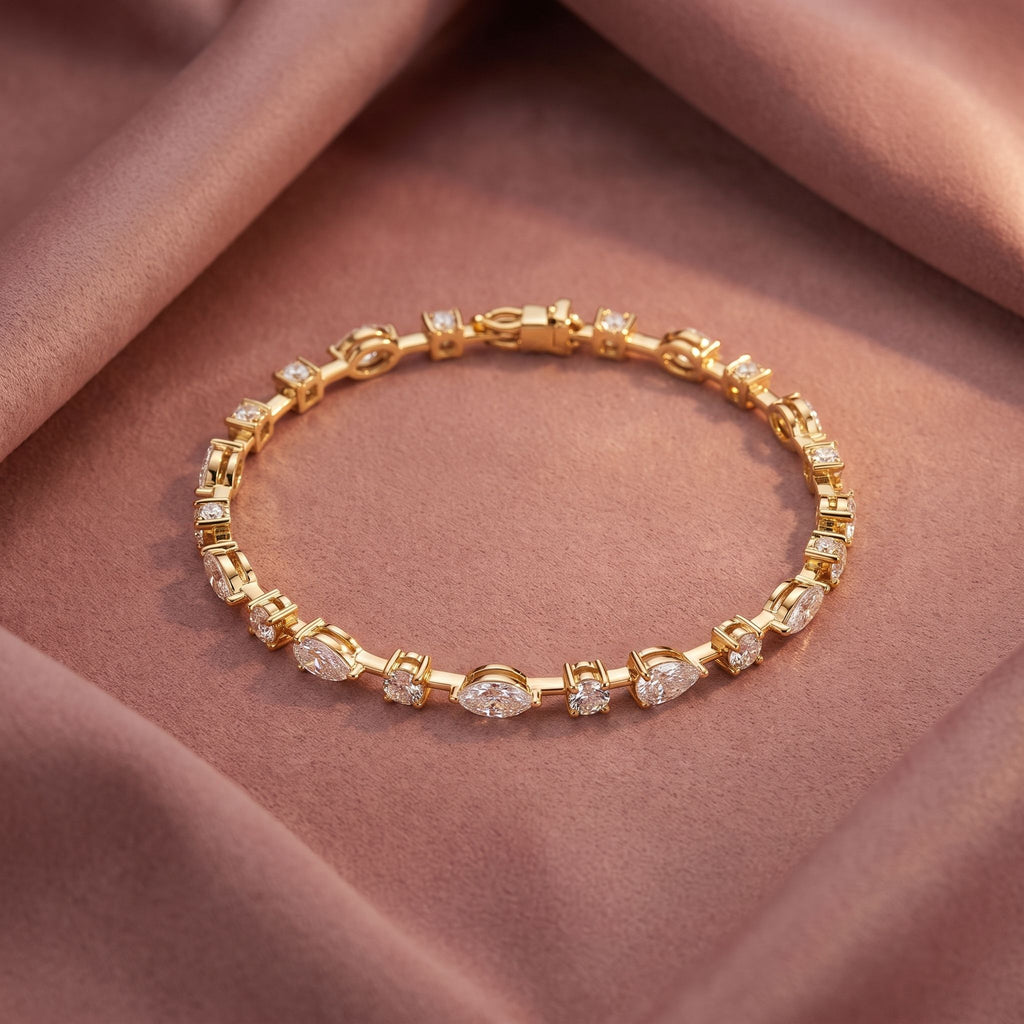 18K Mixed Shape Diamond Bracelet — AI cloth, in-house