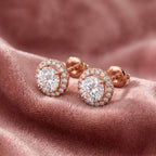 18K Halo Round Diamond Stud Earrings — AI cloth, in-house
