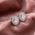18K Round Halo Diamond Earrings — AI cloth, in-house