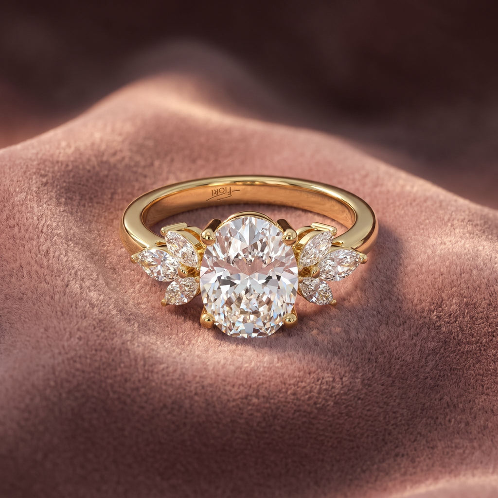 18K Bespoke Oval Marquise Diamond Ring — AI cloth, in-house