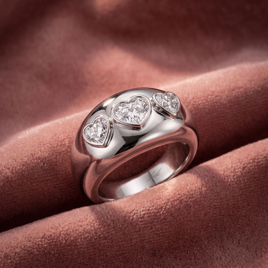 18K Bespoke Heart Diamond Ring — AI cloth, in-house