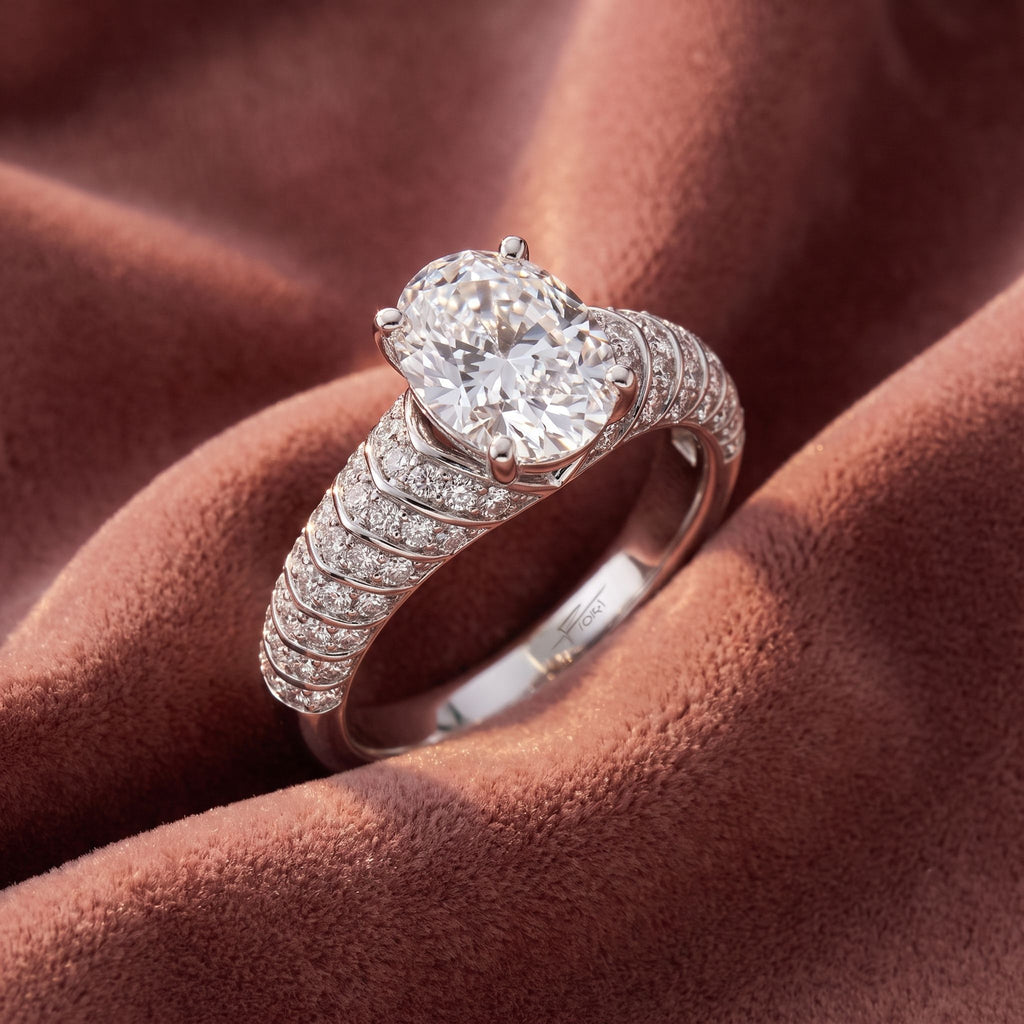 18K Oval Diamond Engagement Ring — AI cloth, in-house