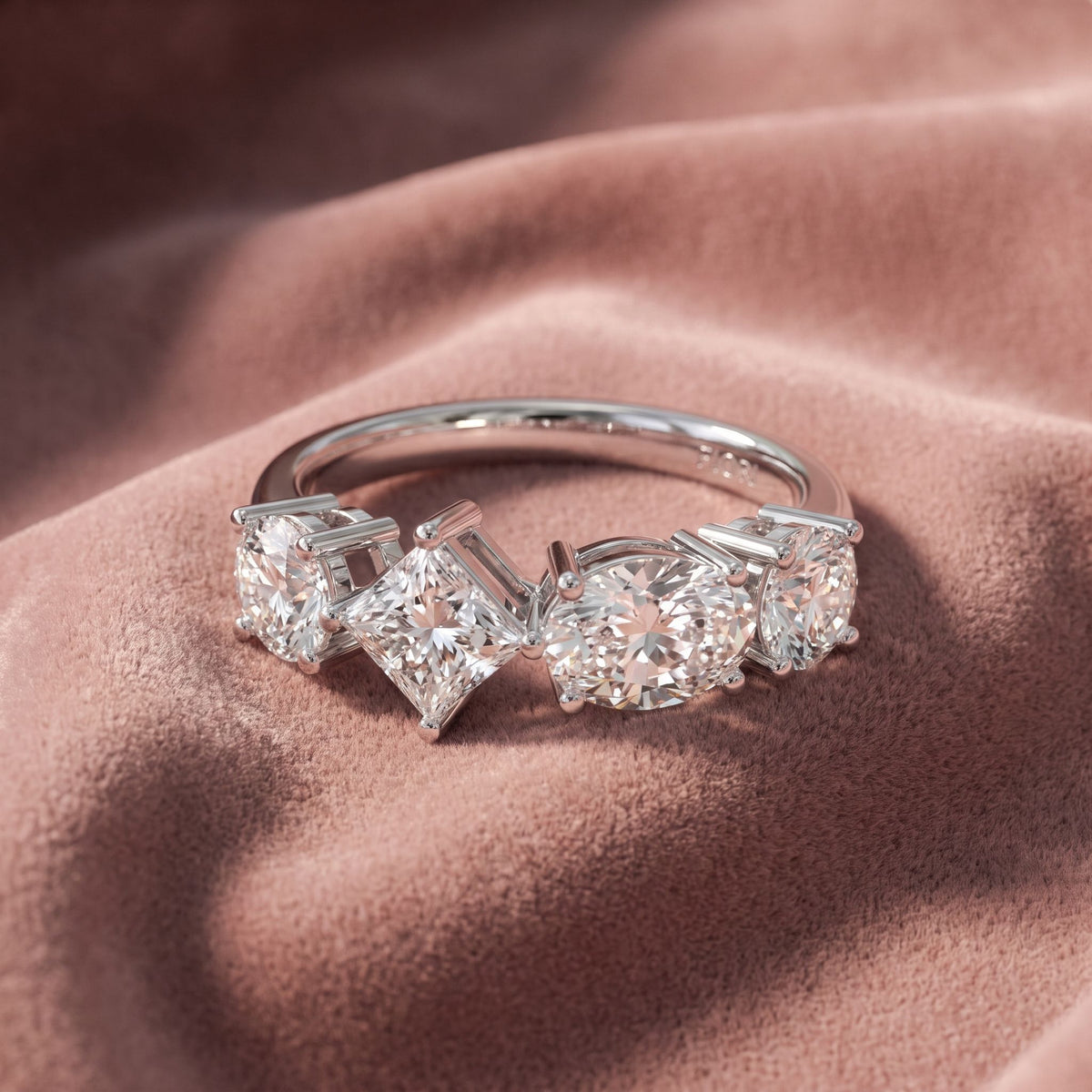 18K Half Eternity Round Diamond Ring — AI cloth, in-house
