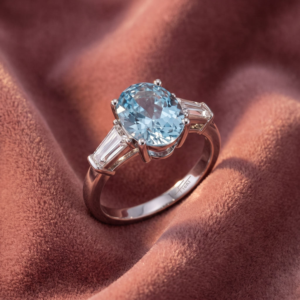 18K Trilogy Oval Diamond Ring — AI cloth, in-house