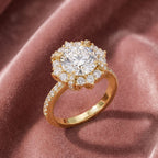 18K Solitaire Halo Round Diamond Ring — AI cloth, in-house