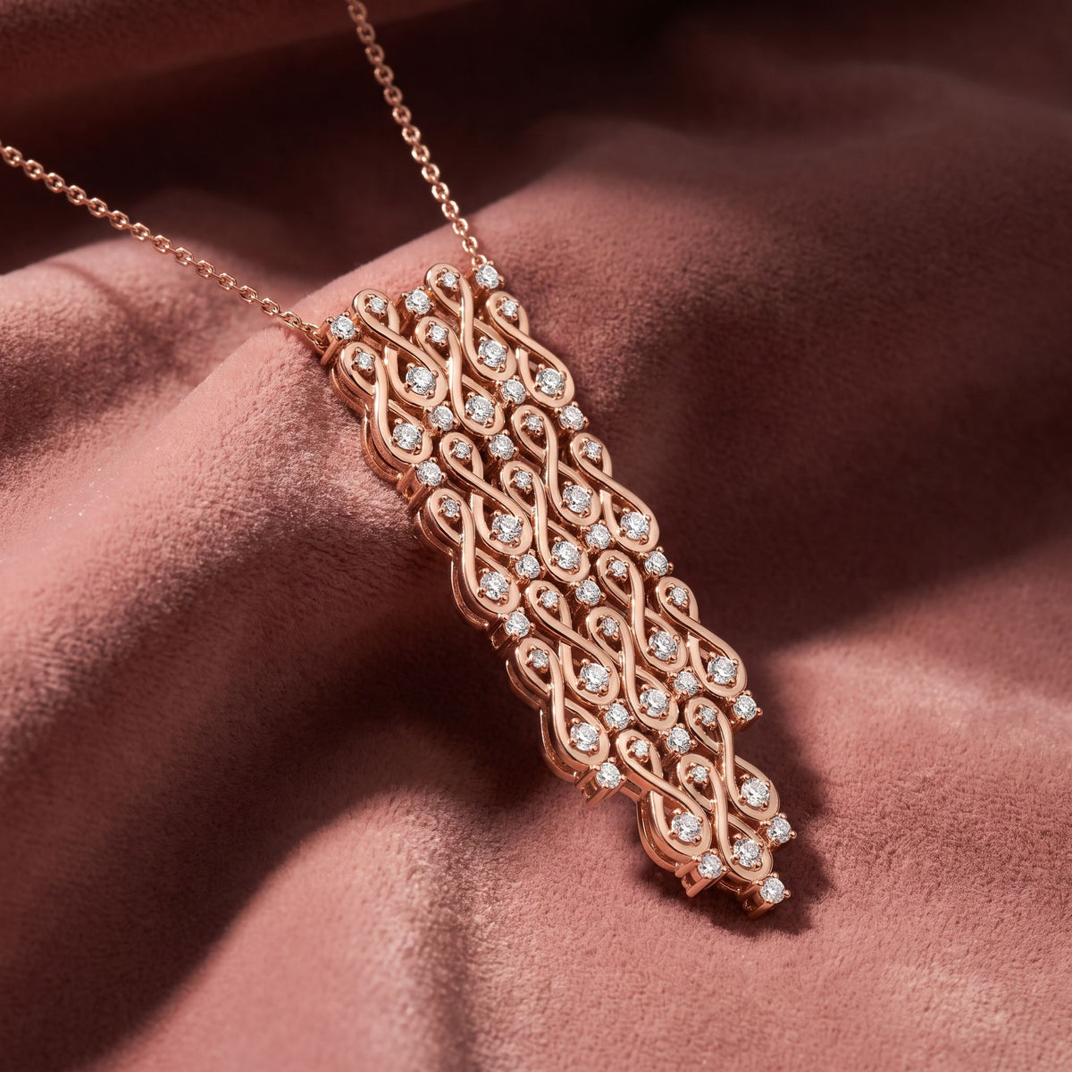 18K Chandelier Pear Diamond Pendant — AI cloth, in-house