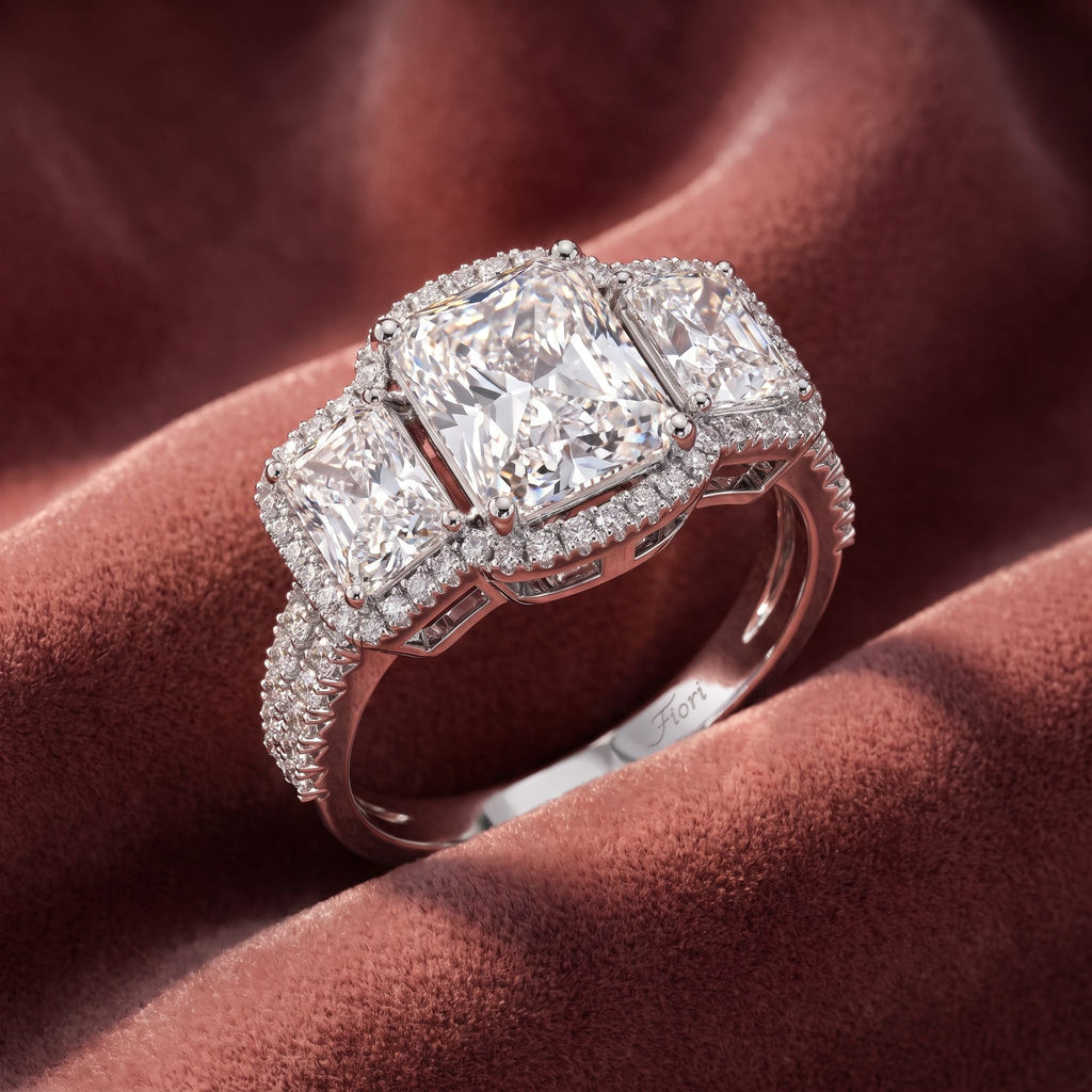 18K Halo Diamond Engagement Ring — AI cloth, in-house