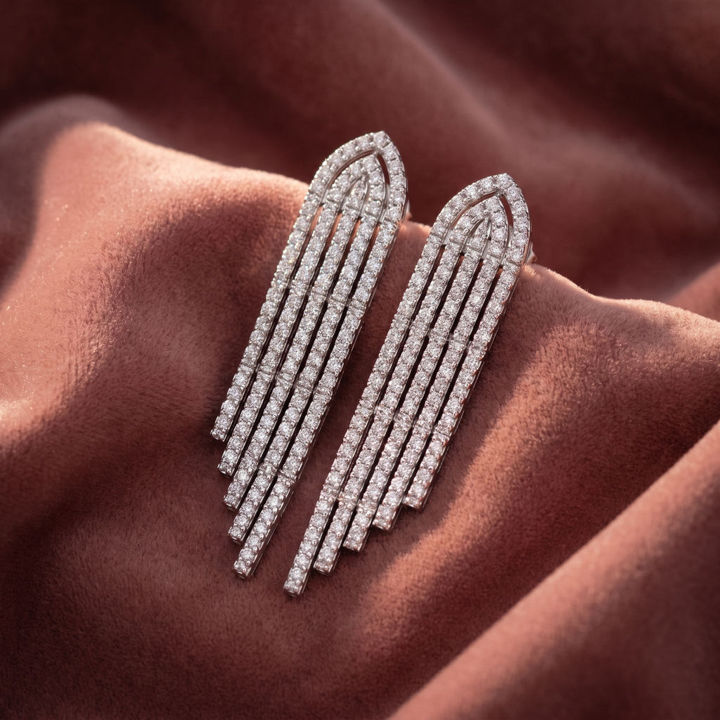 18K Bespoke Chandelier Diamond Drop Earrings — AI cloth, in-house