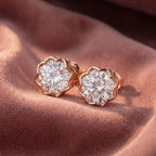 18K Floral Halo Diamond Earrings — AI cloth, in-house