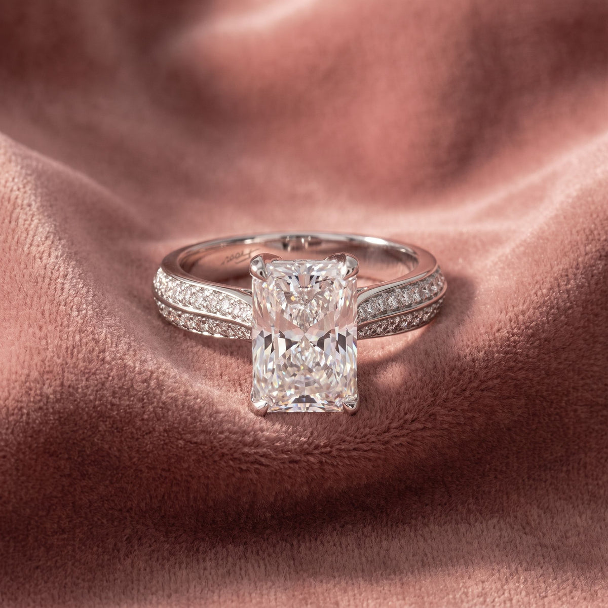 18K Solitaire Emerald Diamond Engagement Ring — AI cloth, in-house