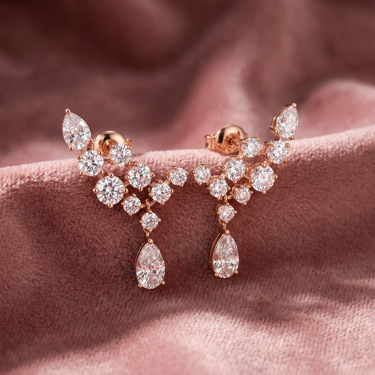 18K Diamond Earrings — AI cloth, in-house