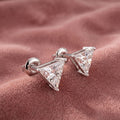 18K Triangle Solitaire Diamond Earrings — AI cloth, in-house