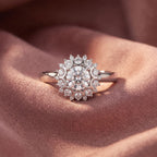 18K Halo Round Diamond Engagement Ring — AI cloth, in-house