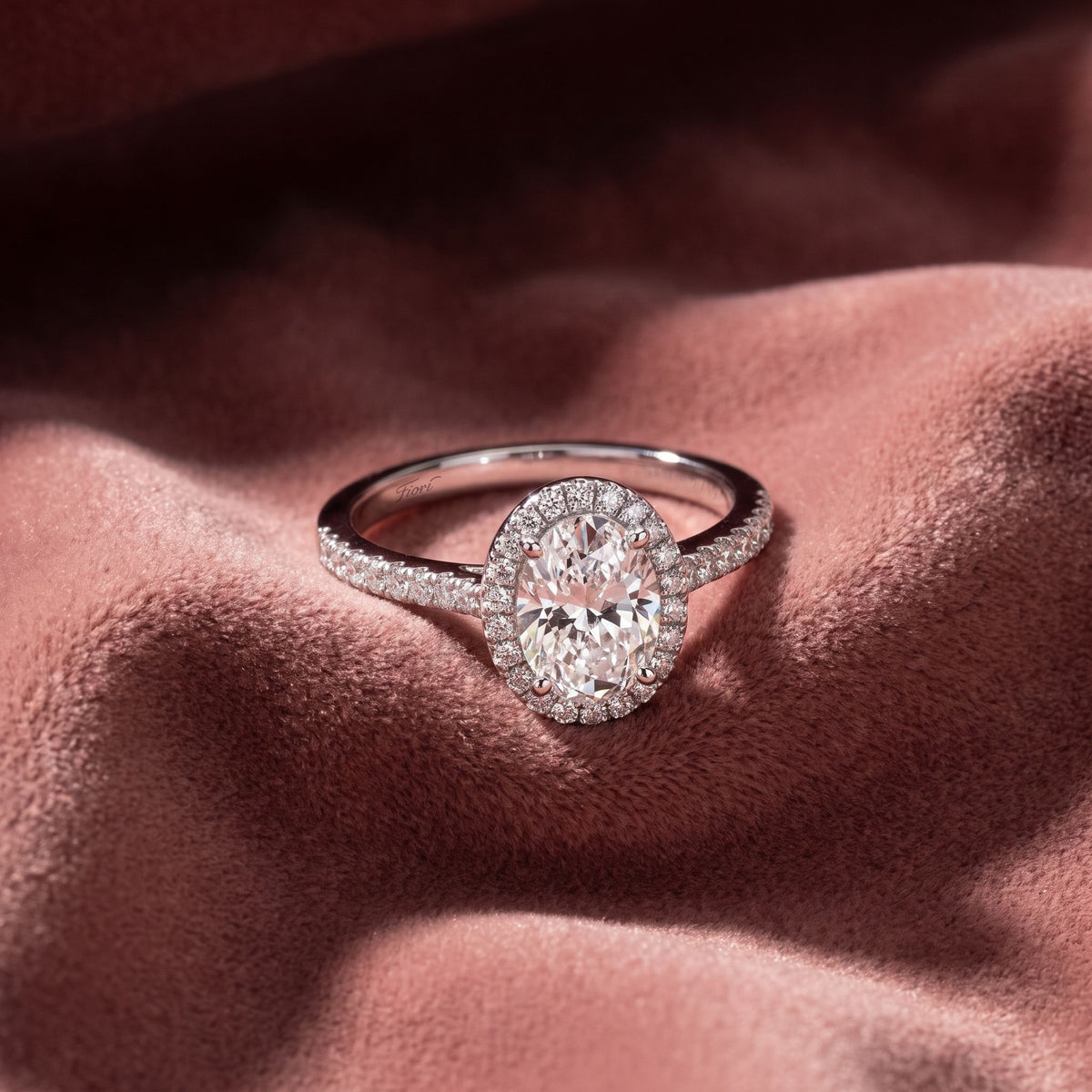 18K Halo Oval Diamond Ring — AI cloth, in-house
