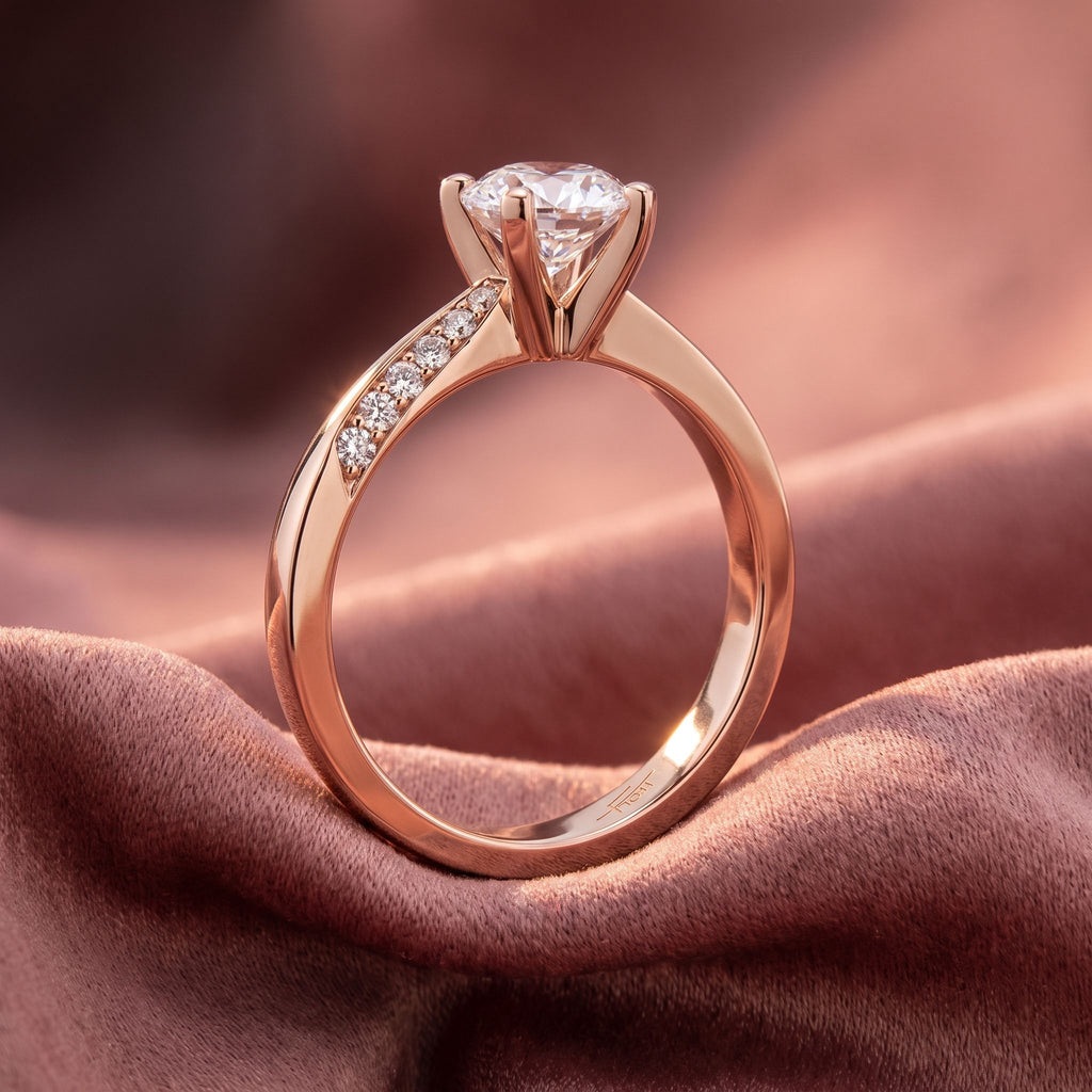 18K Round Diamond Solitaire Engagement Ring — AI cloth, in-house