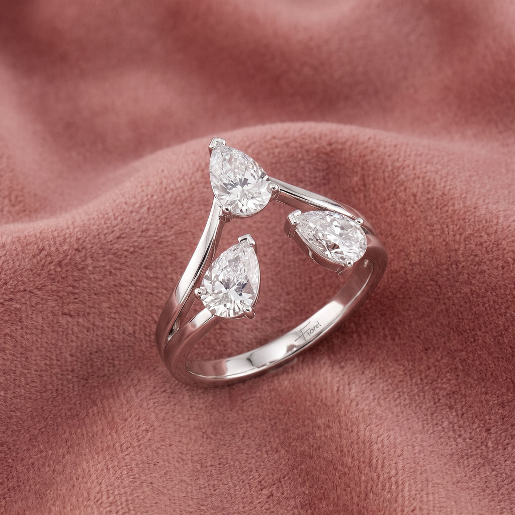 18K Bespoke Pear Diamond Ring — AI cloth, in-house