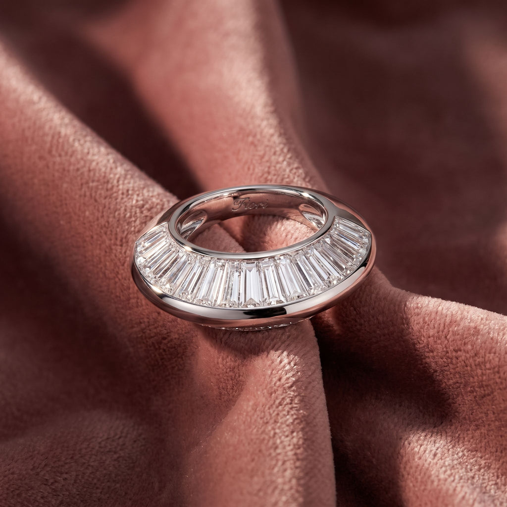 14K Baguette Diamond Dome Ring — AI cloth, in-house