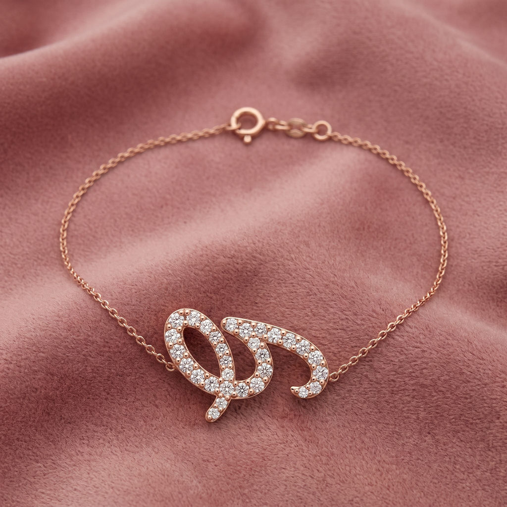 18K Alphabet Diamond Bracelet — AI cloth, in-house