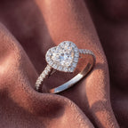 18K Halo Heart Diamond Ring — AI cloth, in-house
