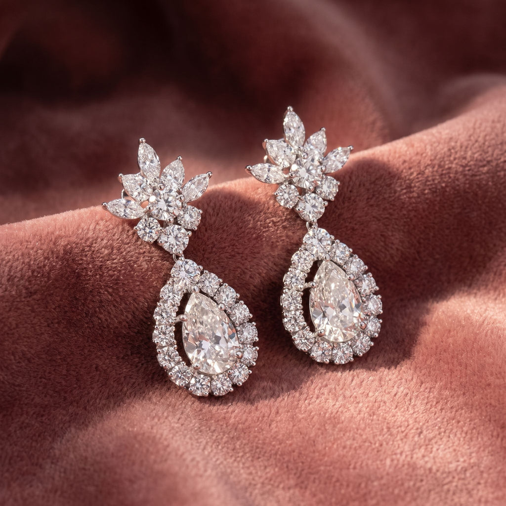 18K Pear Diamond Drop Earrings — AI cloth, in-house