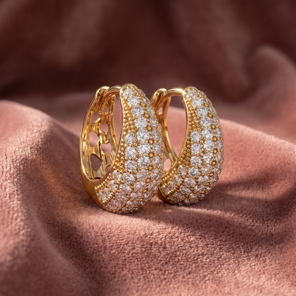 18K Chunky Pave Diamond Hoop Earrings — AI cloth, in-house