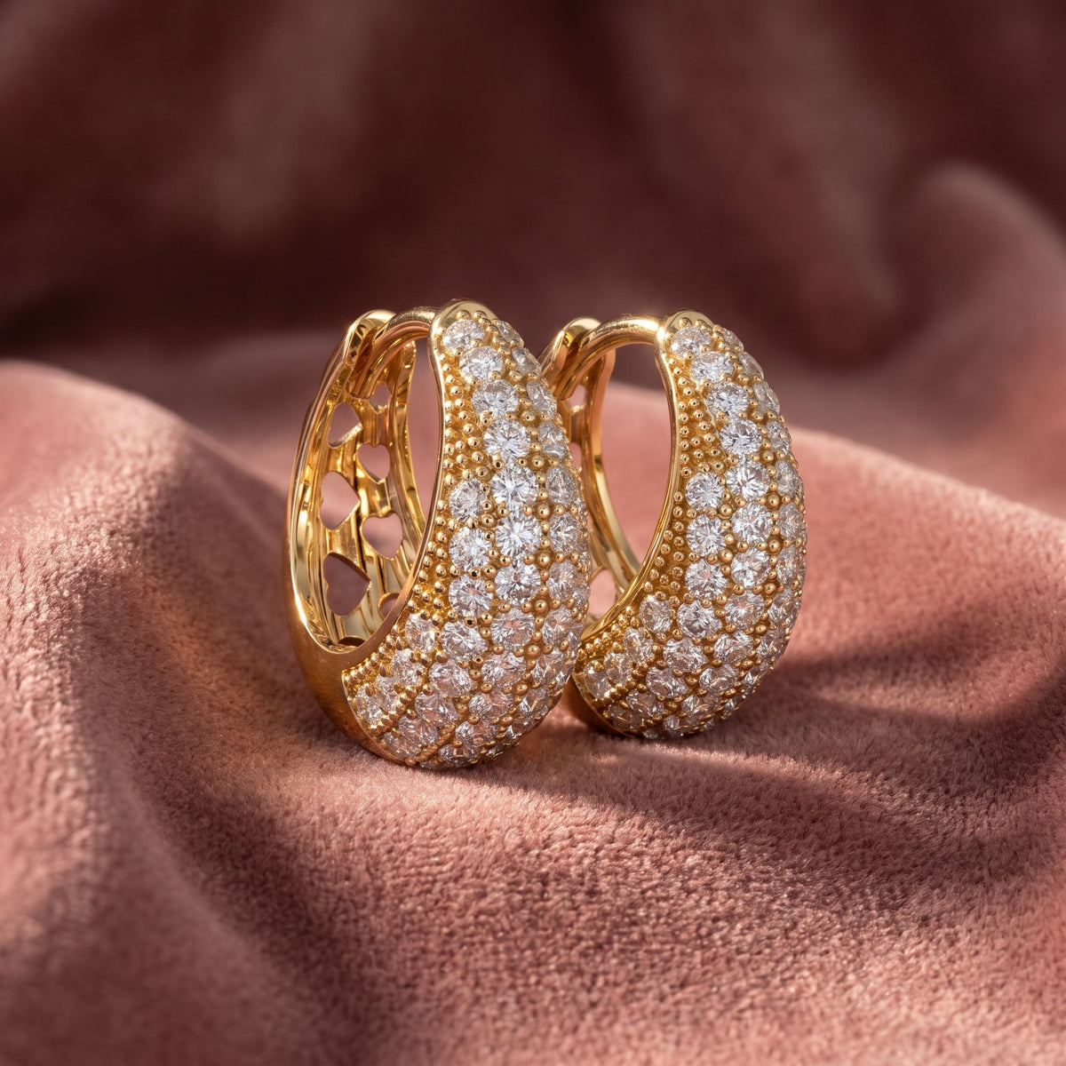 18K Chunky Pave Diamond Hoop Earrings — AI cloth, in-house