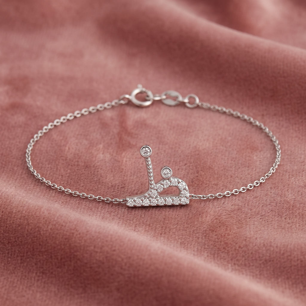 18K Arabic Alphabet Round Diamond Bracelet — AI cloth, in-house