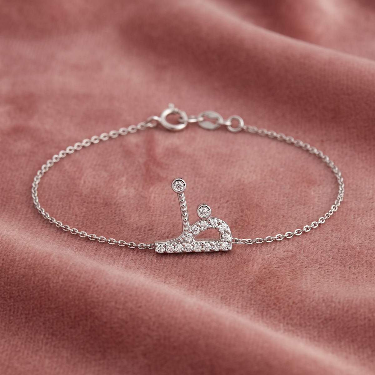 18K Arabic Alphabet Round Diamond Bracelet — AI cloth, in-house