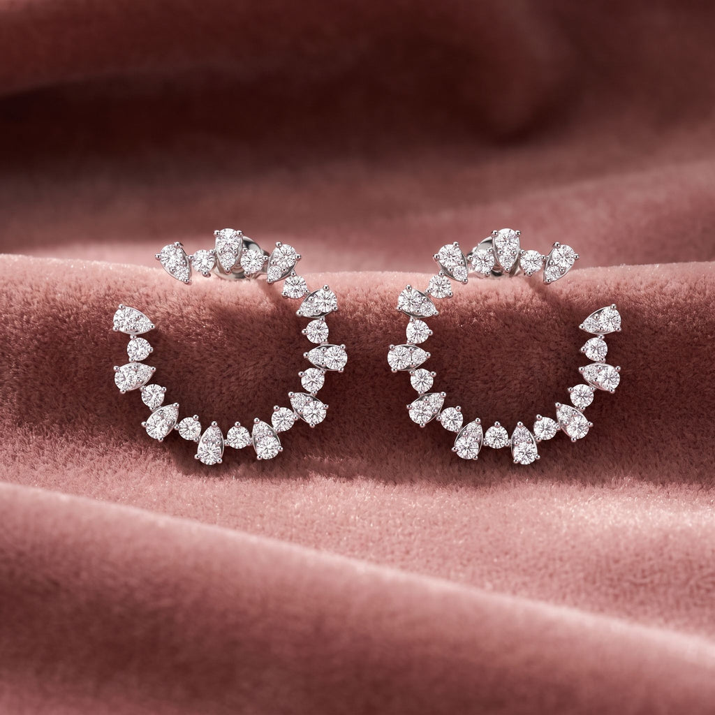 18K Bespoke Pear Diamond Hoop Earrings — AI cloth, in-house
