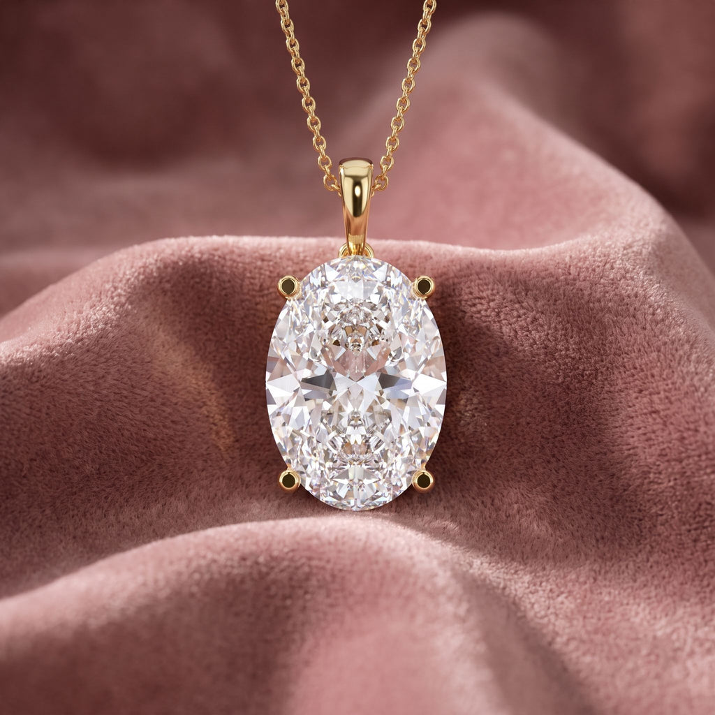 18K Solitaire Oval Diamond Pendant — AI cloth, in-house