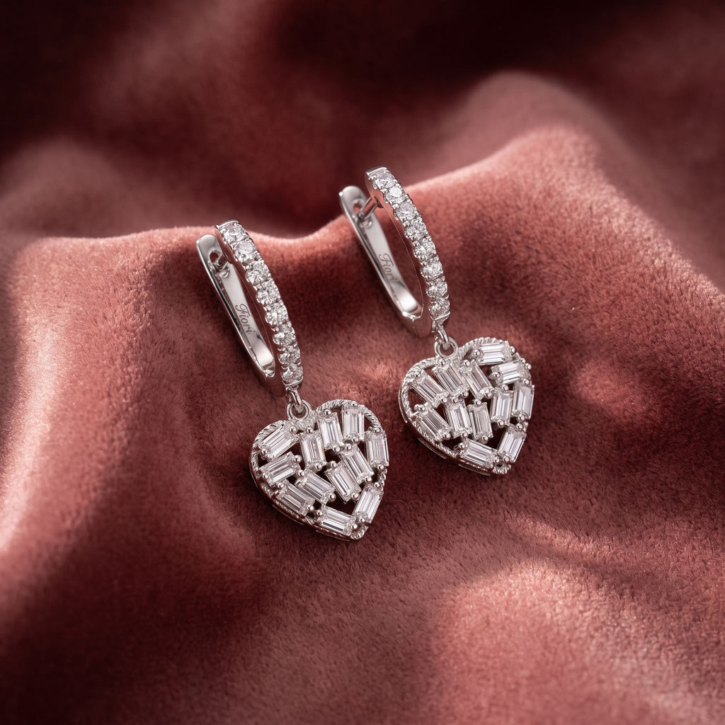 18K Bezel Diamond Drop Earrings — AI cloth, in-house