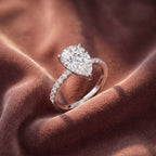 18K Solitaire Pear Diamond Engagement Ring — AI cloth, in-house