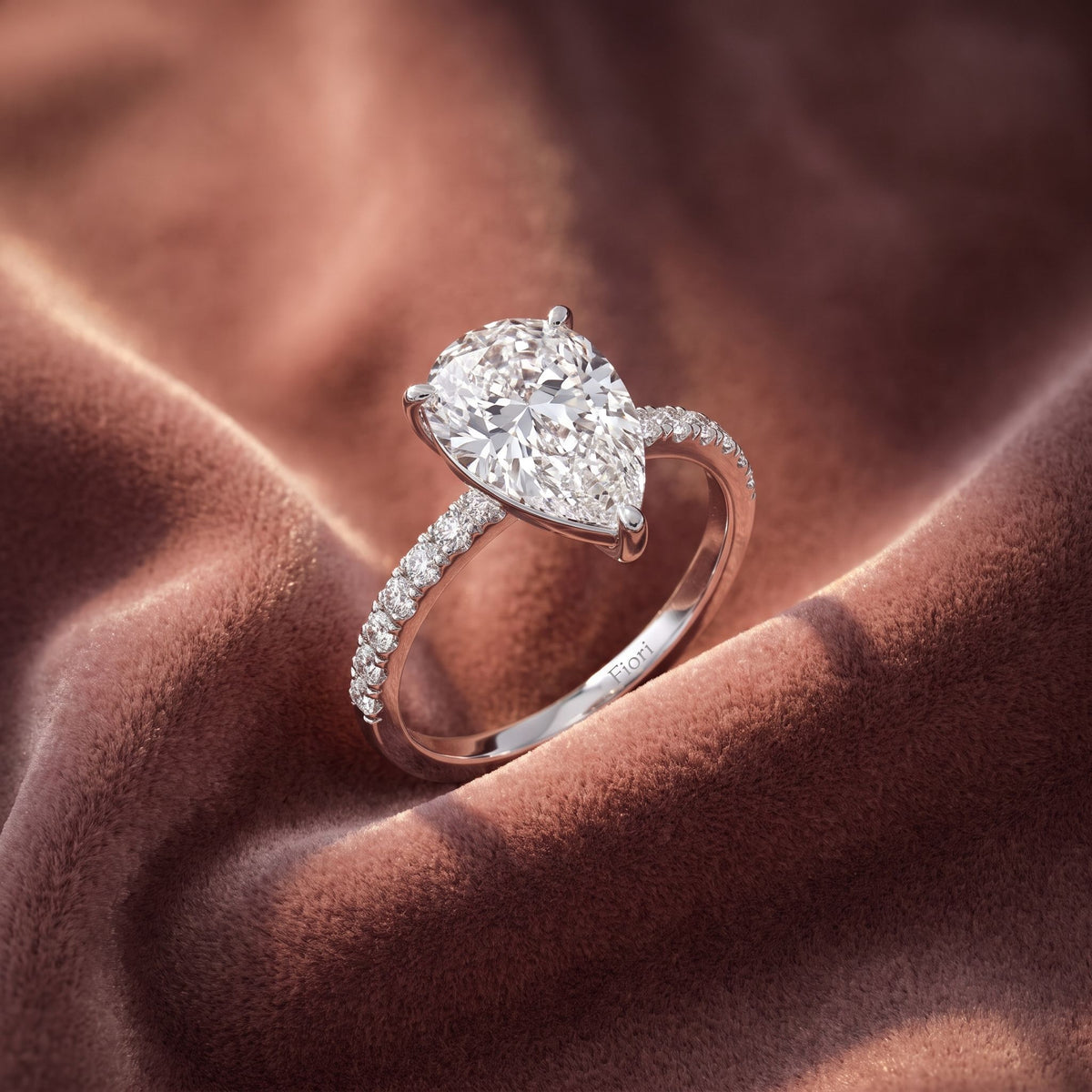 18K Solitaire Pear Diamond Engagement Ring — AI cloth, in-house