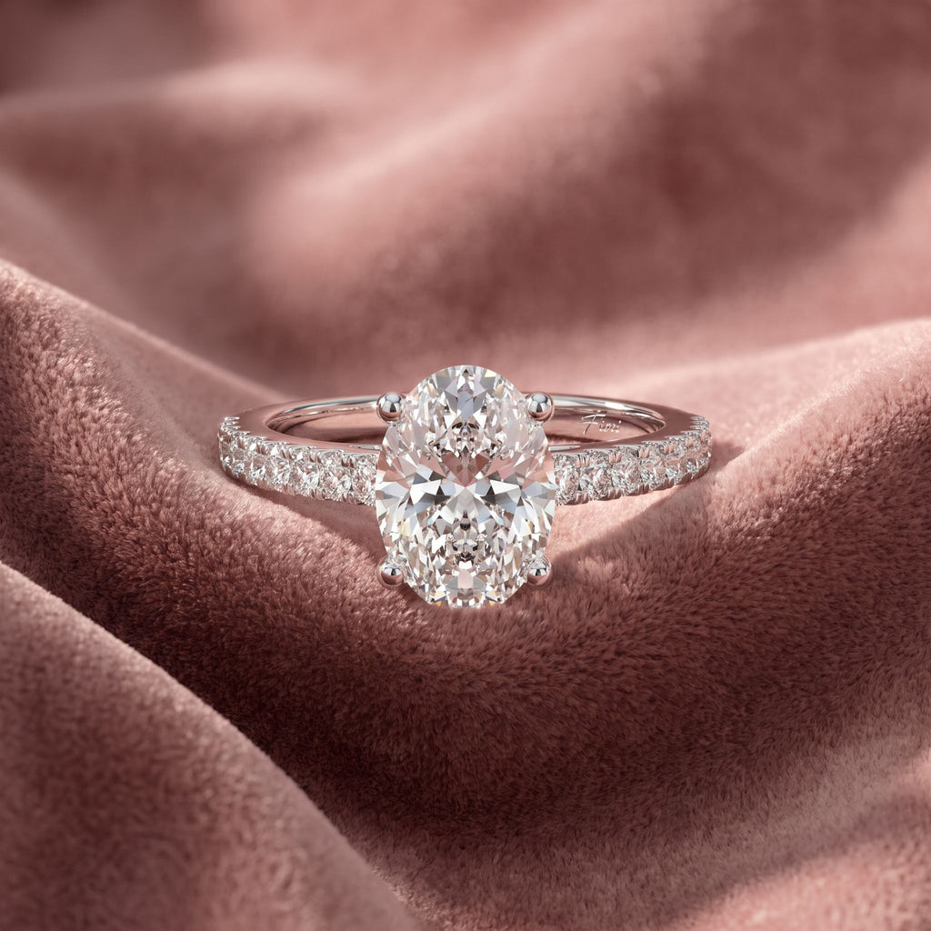 18K Solitaire Oval Diamond Engagement Ring — AI cloth, in-house