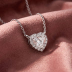 18K Halo Heart Diamond Pendant — AI cloth, in-house